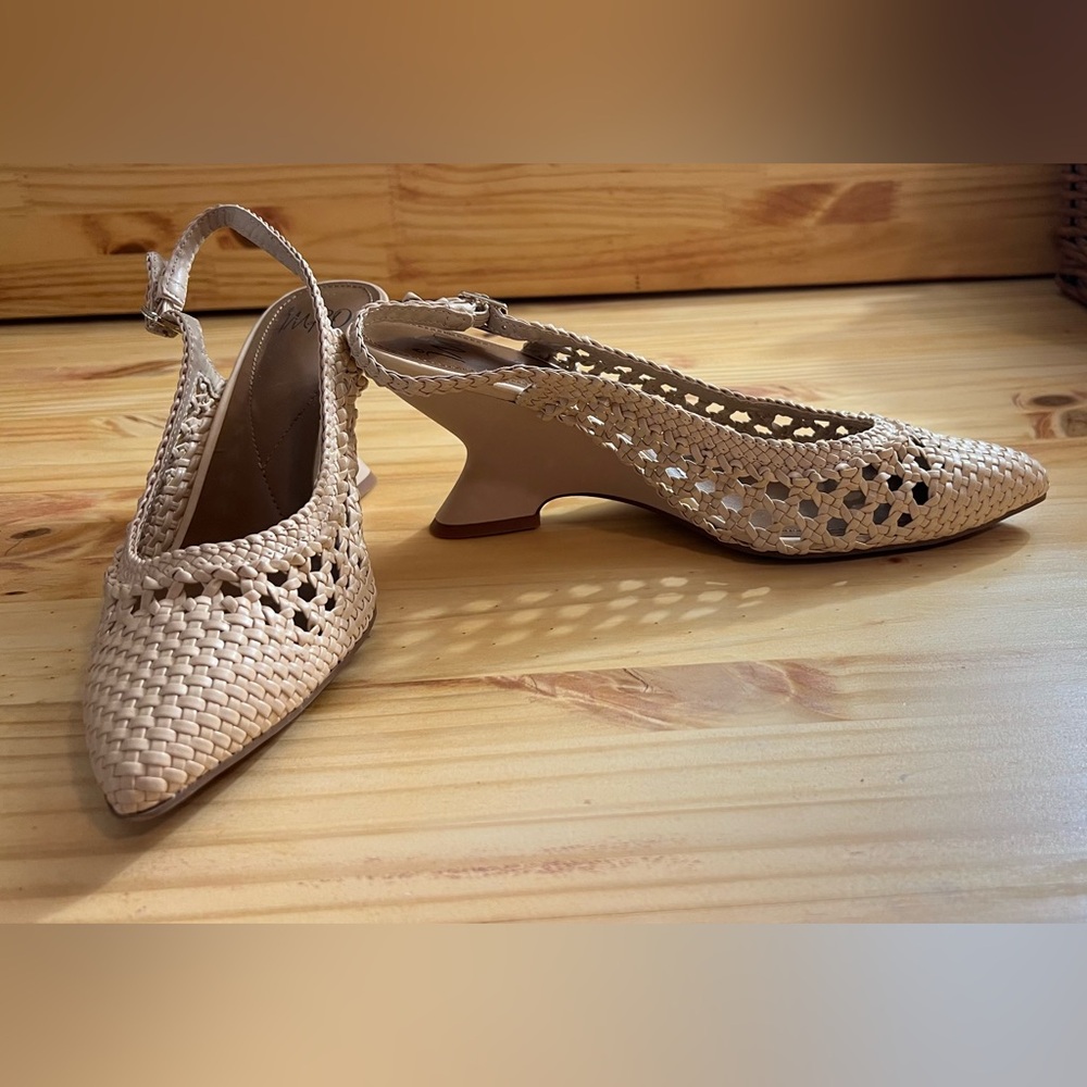 Impo Woven Cream Slingback Heels